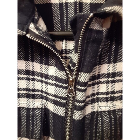 Chaps Zip Up Size Extra Small Black/ Cream Warm Flannel Shirt - Picture 6 of 12